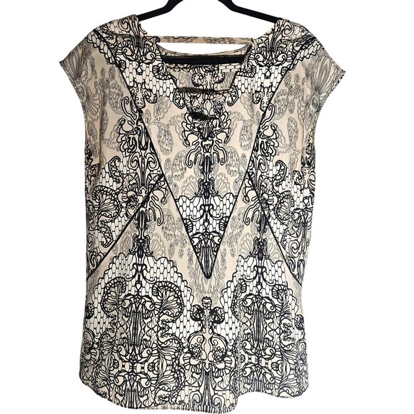 Willow and Clay Black Ivory Silk Top Small Whimsygoth Boho Chic Coquette - Picture 6 of 12